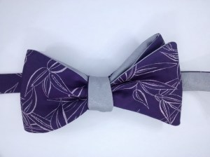 Purple leaf vs. silver paisley. Sold.